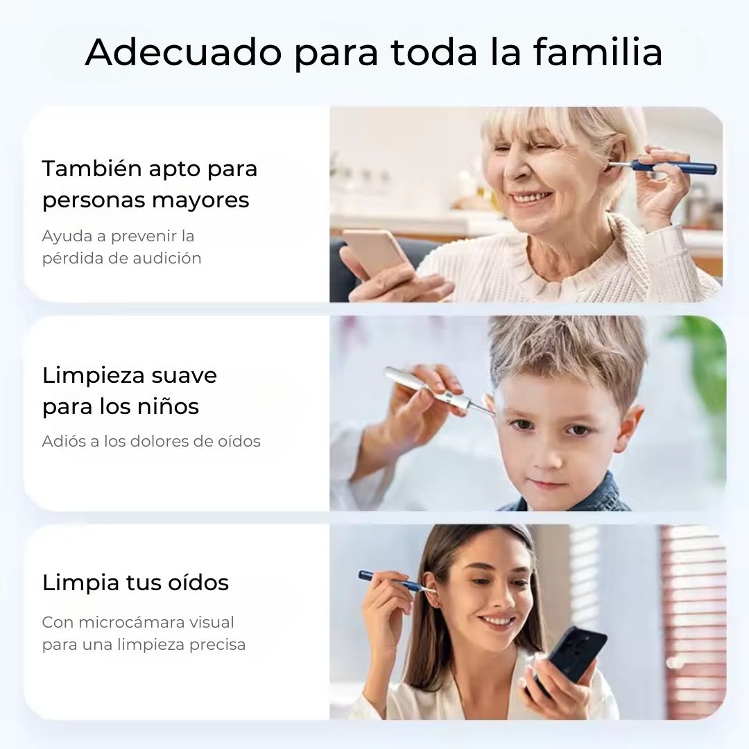Limpiador de oídos inteligente inalámbrico con cámara (Android/iOS)